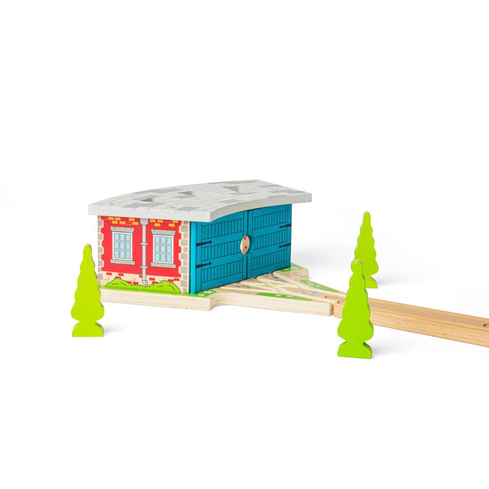 Bigjigs Rail Triple Engine Shed Wooden Train Set Accessory Compatible with Major Brands 3 Years Plus