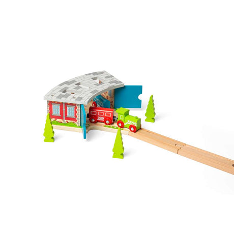 Bigjigs Rail Triple Engine Shed Wooden Train Set Accessory Compatible with Major Brands 3 Years Plus