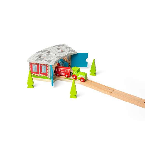 Bigjigs Rail Triple Engine Shed Wooden Train Set Accessory Compatible with Major Brands 3 Years Plus