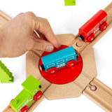 Bigjigs Rail Wooden 4 Way Turntable Train Track Accessory for Kids 3 Years Plus