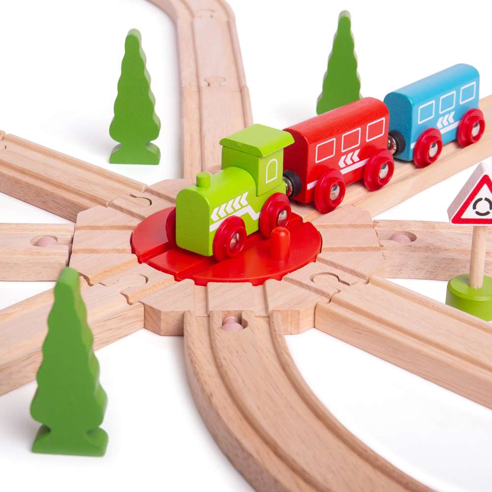 Bigjigs Rail 8 Way Turntable Wooden Railway Expansion Pack Accessories