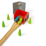 Bigjigs Rail Double Engine Shed Wooden Train Set Accessory Wood Railway Toy