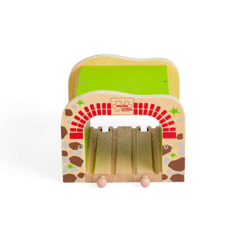 Bigjigs Rail Double Tunnel Wooden Train Set Accessory Compatible with Major Brands