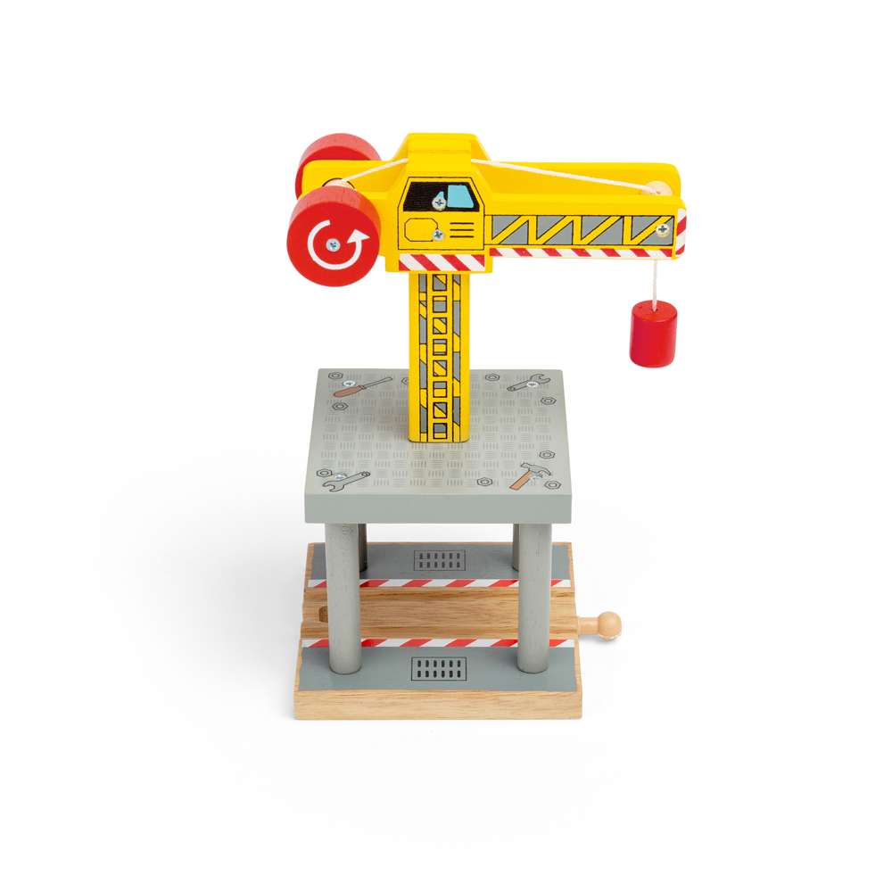Bigjigs Rail Big Yellow Toy Crane Wooden Railway Accessory for Train Sets