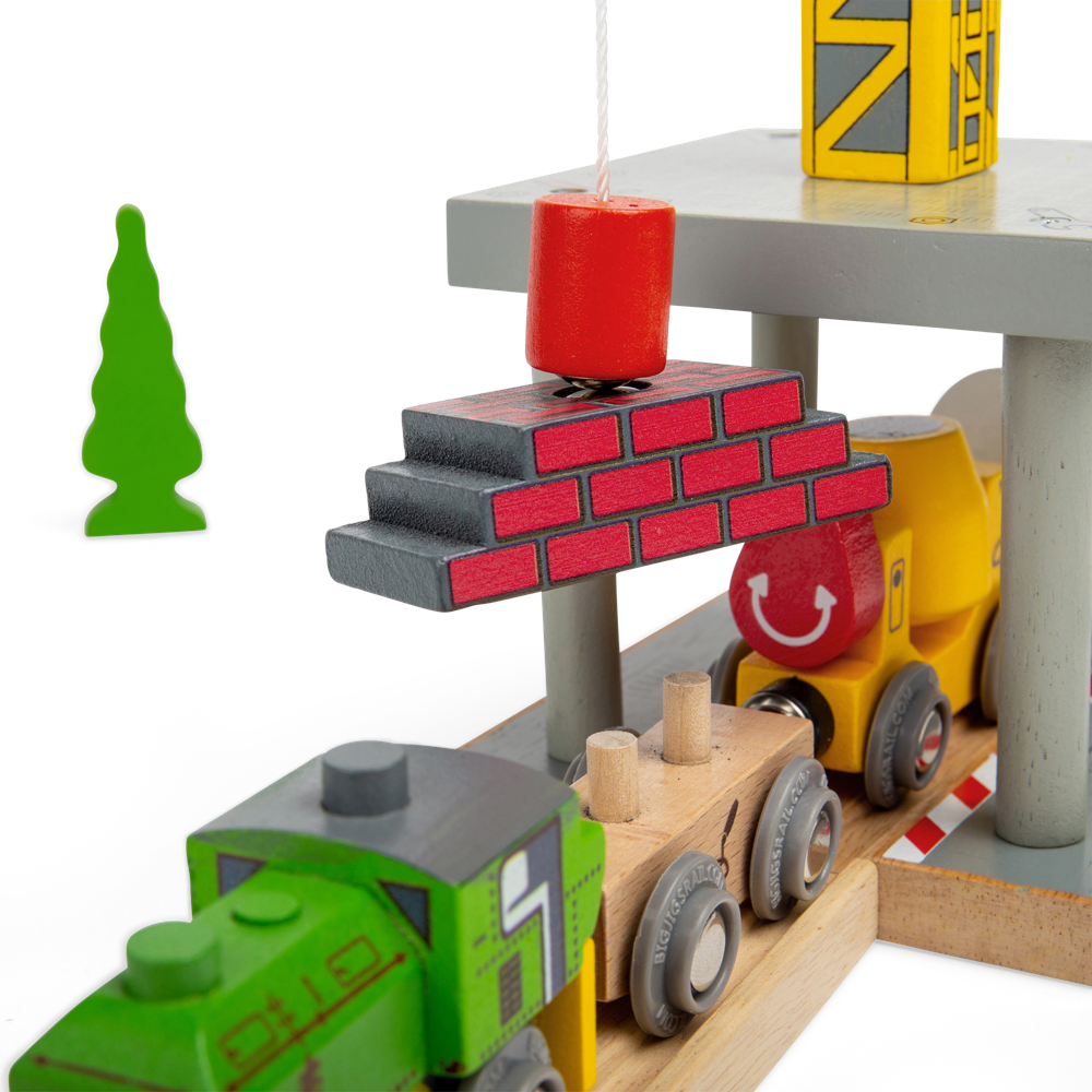 Bigjigs Rail Big Yellow Toy Crane Wooden Railway Accessory for Train Sets