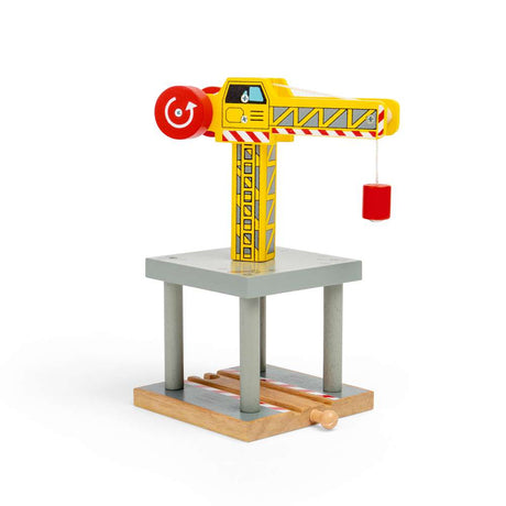 Bigjigs Rail Big Yellow Toy Crane Wooden Railway Accessory for Train Sets