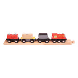 Bigjigs Rail Wooden Freight Train with 3 Carriages and Detachable Loads 9 Pieces
