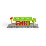 Bigjigs Rail Village Station Wooden Railway Accessory with Two Platforms for Toy Train Sets