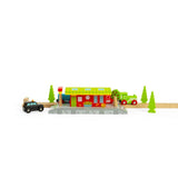 Bigjigs Rail Village Station Wooden Railway Accessory with Two Platforms for Toy Train Sets
