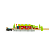 Bigjigs Rail Village Station Wooden Railway Accessory with Two Platforms for Toy Train Sets