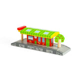 Bigjigs Rail Village Station Wooden Railway Accessory with Two Platforms for Toy Train Sets