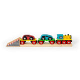 Bigjigs Rail Wooden Car Loader Train Accessory with 2 Cars and Engine 8 Pieces