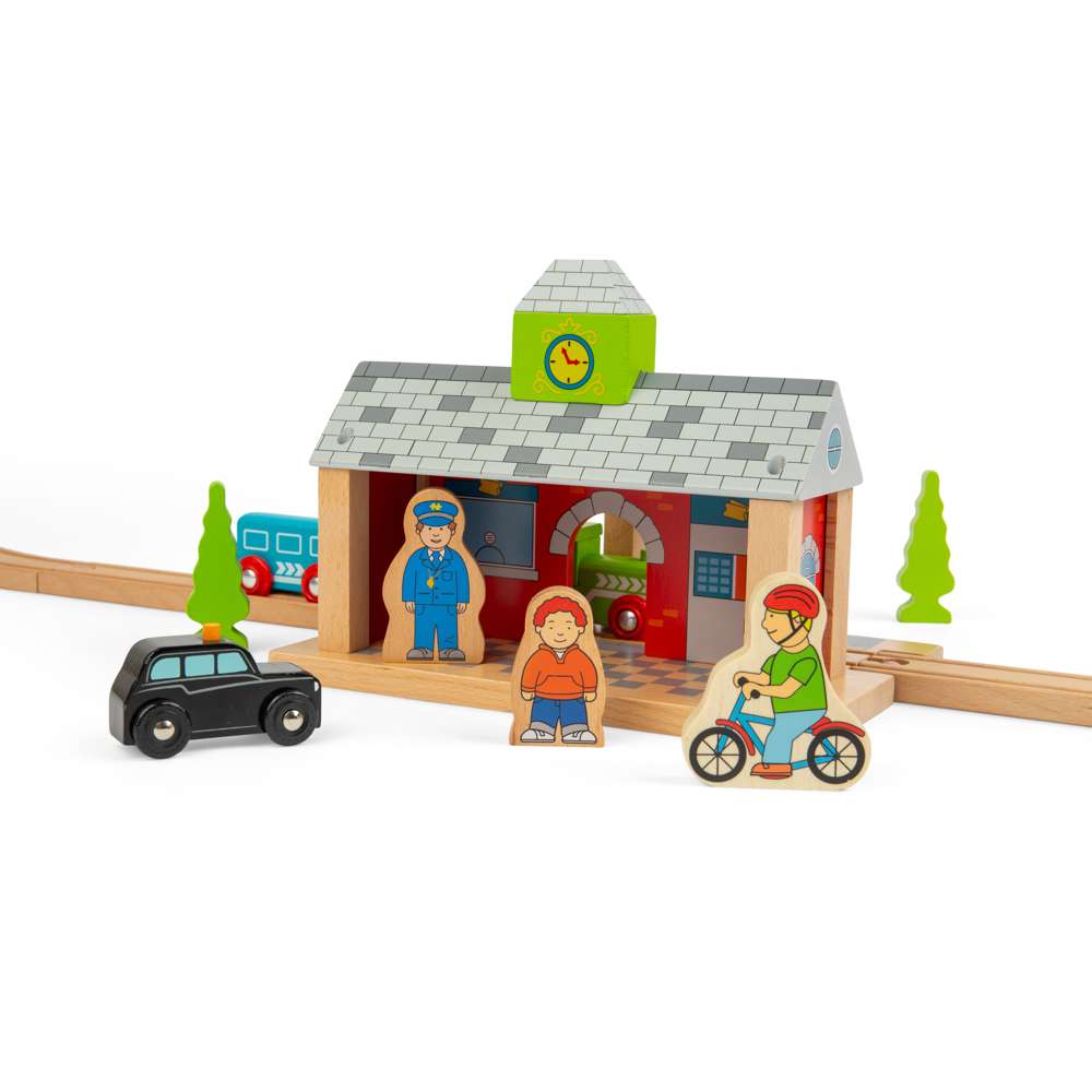 Bigjigs Rail Wooden Railway Station Toy Train Set Accessory