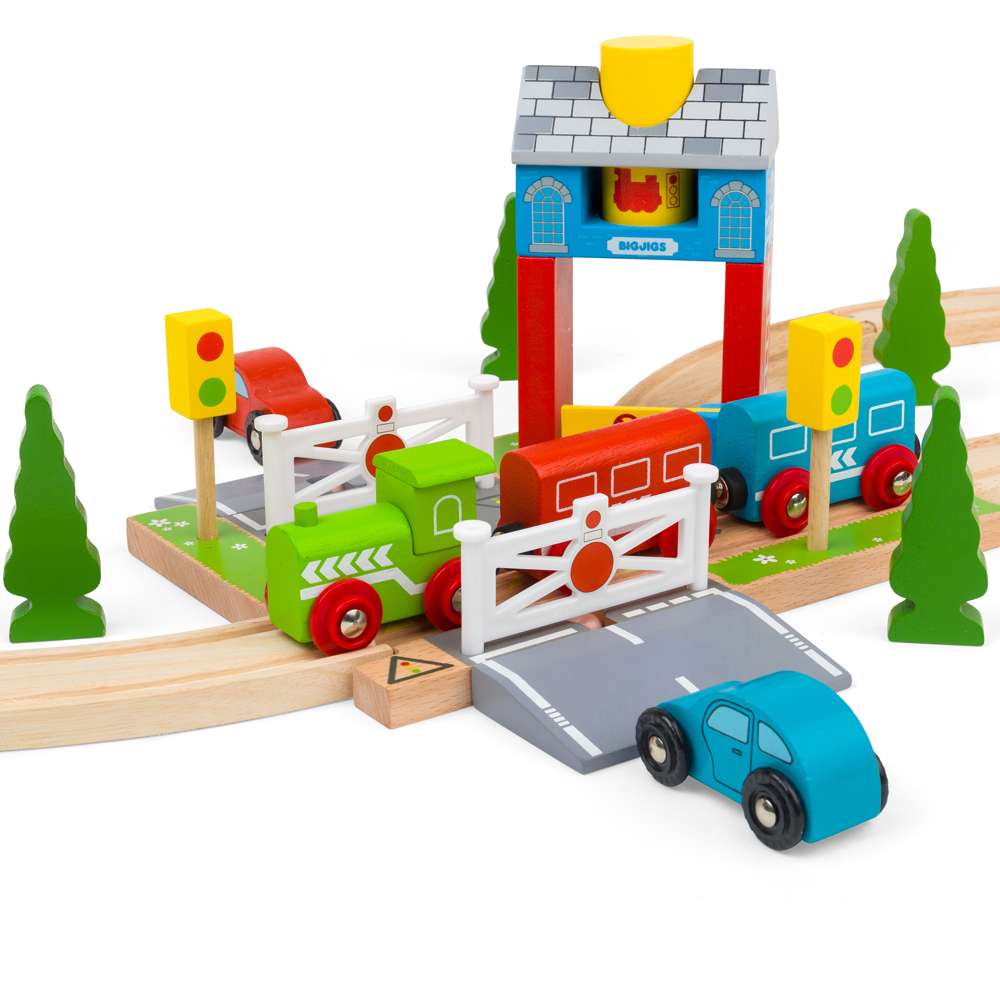 Bigjigs Rail Wooden Signal Box Railway Road Accessory 3 Pieces