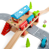 Bigjigs Rail London Overground Station Wooden Train Toy with 5 Play Pieces