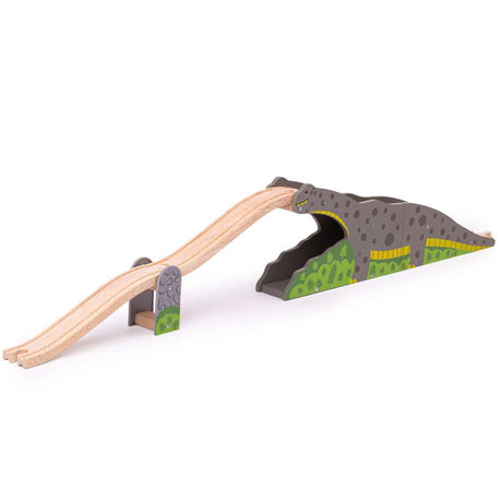 Bigjigs Rail Bronto Riser Dinosaur Wooden Train Track Accessory with 5 Play Pieces
