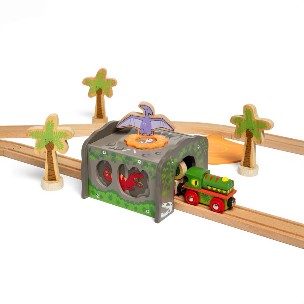 Bigjigs Rail T-Rex Tunnel Wooden Train Set Accessory Dinosaur Toy Train Track Add On