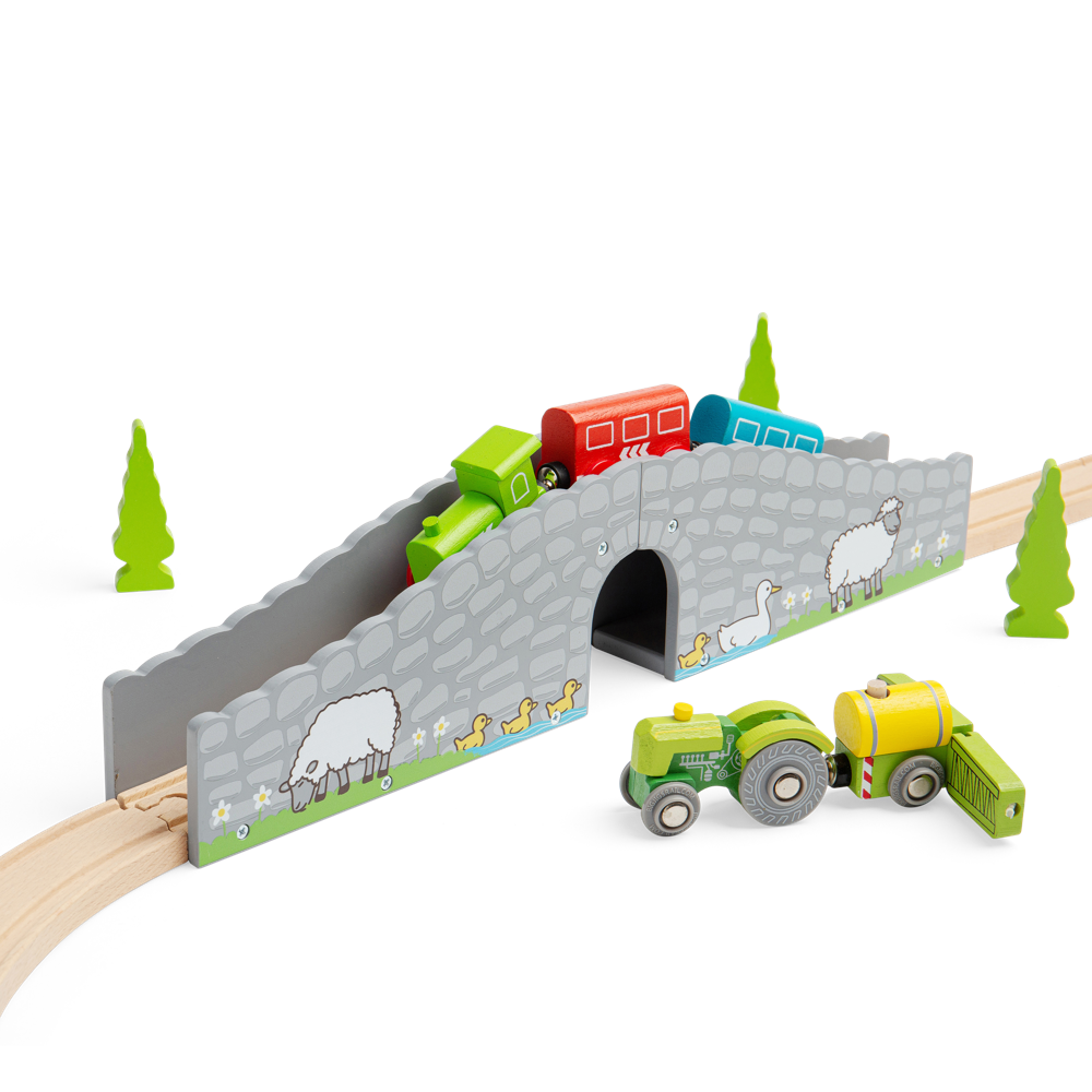 Bigjigs Rail Wooden Farm Bridge Accessory for Toy Train Sets 2 Pieces