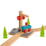 Bigjigs Rail Wooden Gravel Toy Crane with Magnetic Pulley for Train Sets