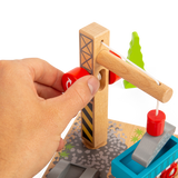 Bigjigs Rail Wooden Gravel Toy Crane with Magnetic Pulley for Train Sets