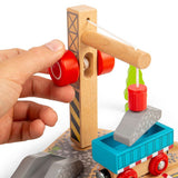 Bigjigs Rail Wooden Gravel Toy Crane with Magnetic Pulley for Train Sets