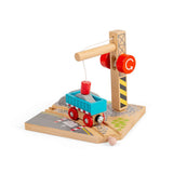 Bigjigs Rail Wooden Gravel Toy Crane with Magnetic Pulley for Train Sets