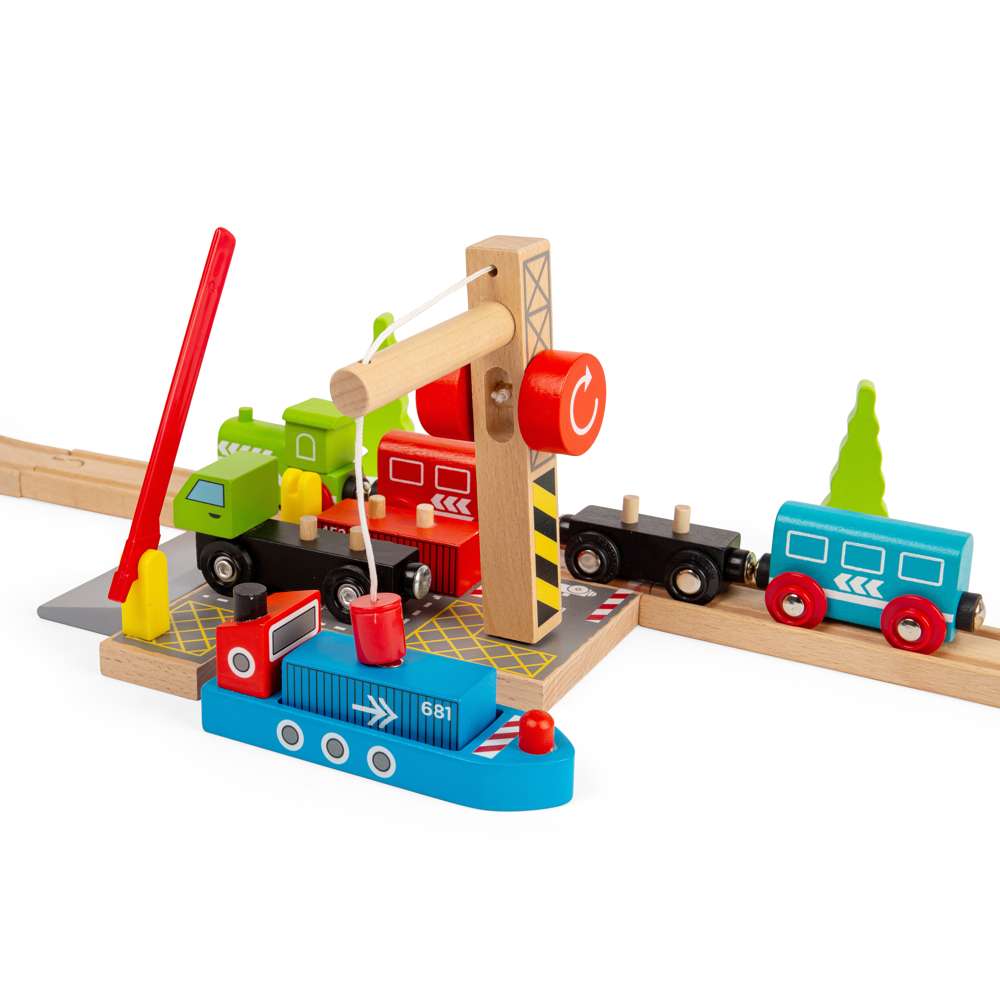 Bigjigs Rail Wooden Container Shipping Yard Crane Accessory for Train Sets
