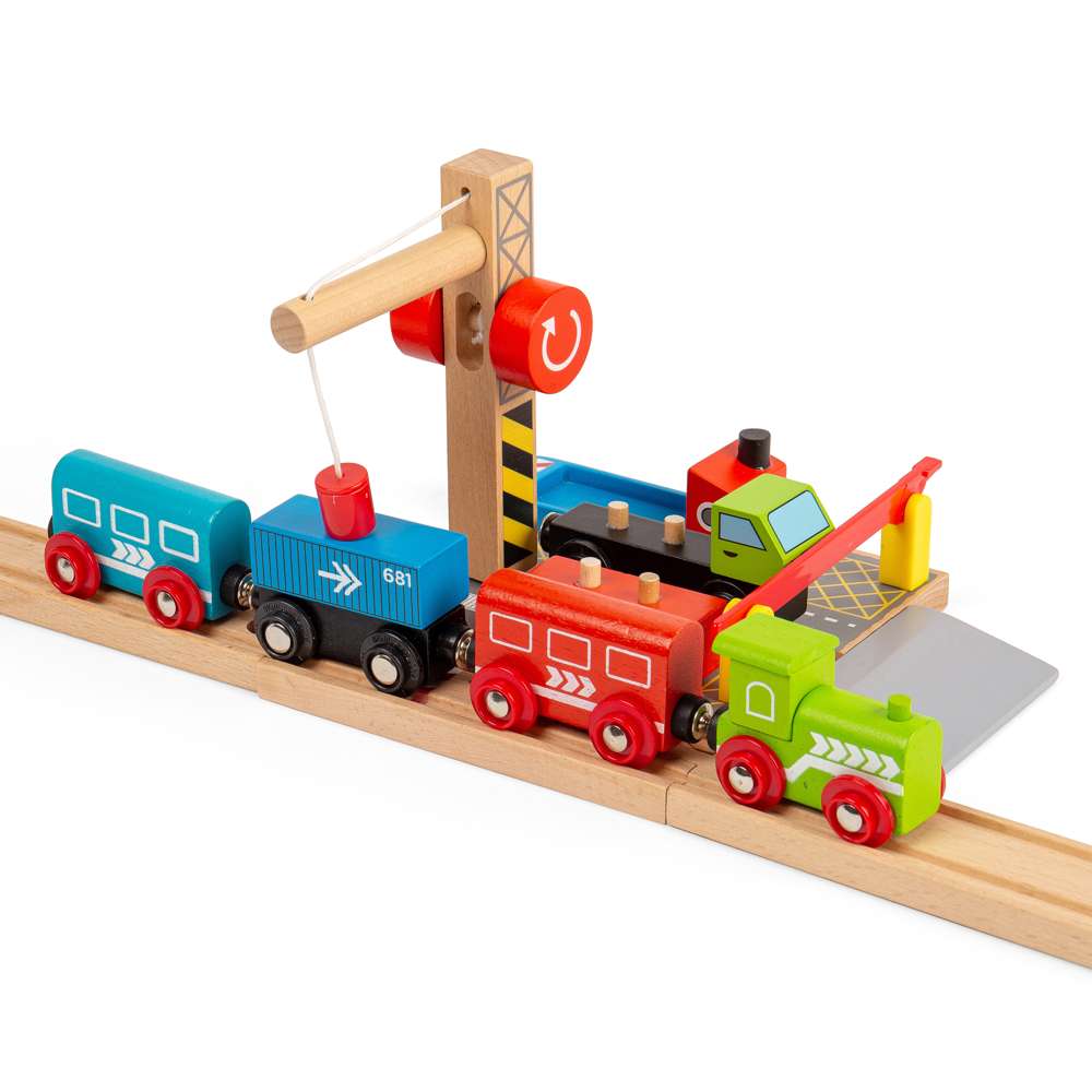 Bigjigs Rail Wooden Container Shipping Yard Crane Accessory for Train Sets