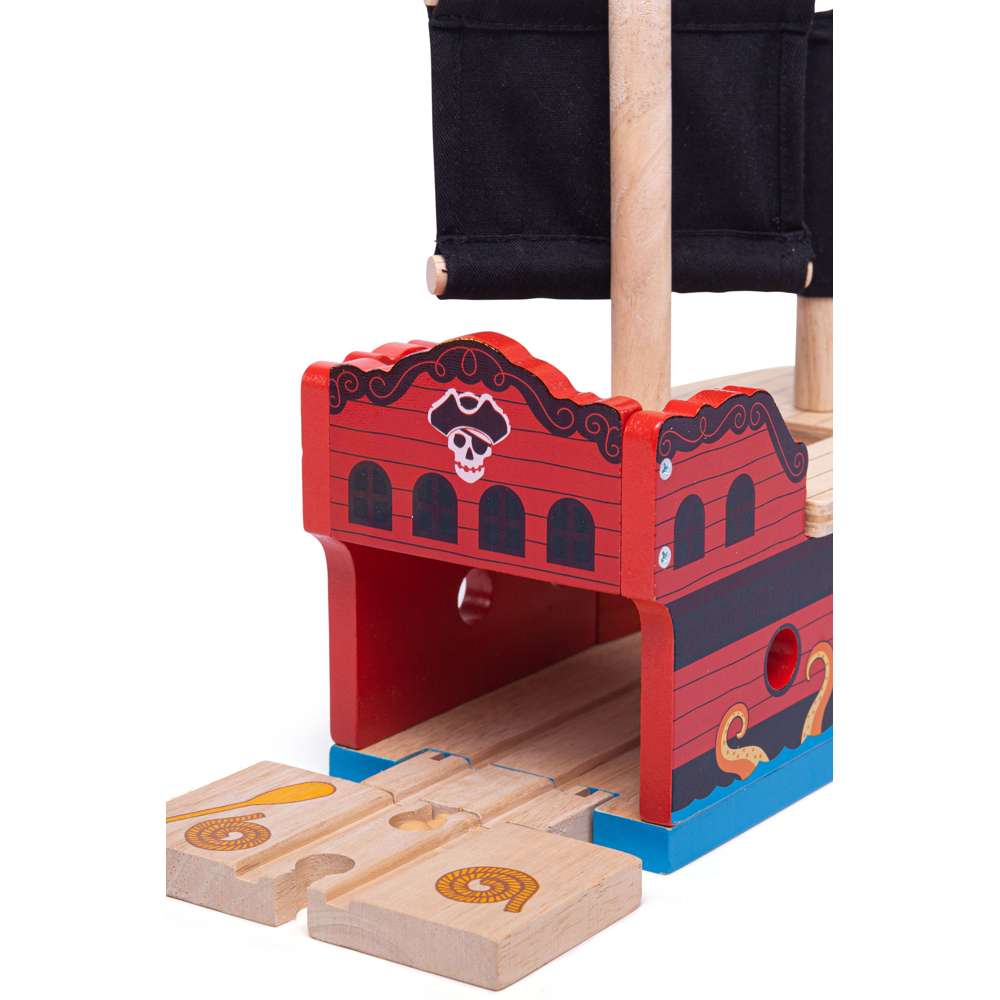 Bigjigs Rail Wooden Pirate Galleon Ship Toy Train Set Accessory