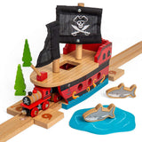 Bigjigs Rail Wooden Pirate Galleon Ship Toy Train Set Accessory