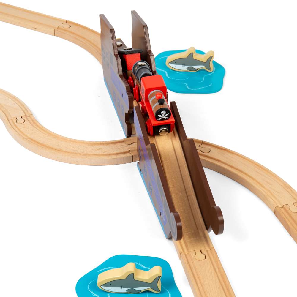 Bigjigs Rail Shipwreck Bridge Wooden Train Accessory Tunnel and Bridge Set