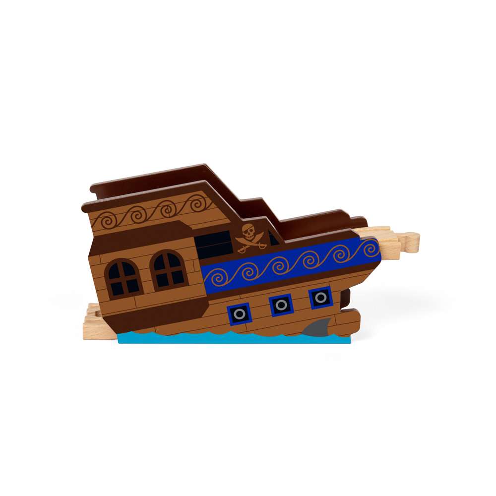 Bigjigs Rail Shipwreck Bridge Wooden Train Accessory Tunnel and Bridge Set