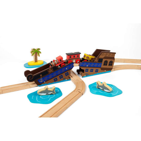 Bigjigs Rail Shipwreck Bridge Wooden Train Accessory Tunnel and Bridge Set