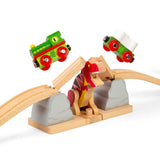 Bigjigs Rail T-Rex Bursting Bridge Wooden Train Set Accessory Dinosaur Railway Toy