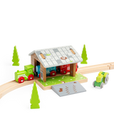 Bigjigs Rail Wooden Barnyard Tunnel Toy Train Accessory with Removable Ramp