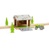 Bigjigs Rail Wooden Barnyard Tunnel Toy Train Accessory with Removable Ramp
