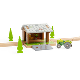 Bigjigs Rail Wooden Barnyard Tunnel Toy Train Accessory with Removable Ramp