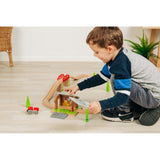 Bigjigs Rail Wooden Barnyard Tunnel Toy Train Accessory with Removable Ramp