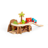 Bigjigs Rail Lava Pit Wooden Train Track Accessory with Tunnel and Felt Lava Pit