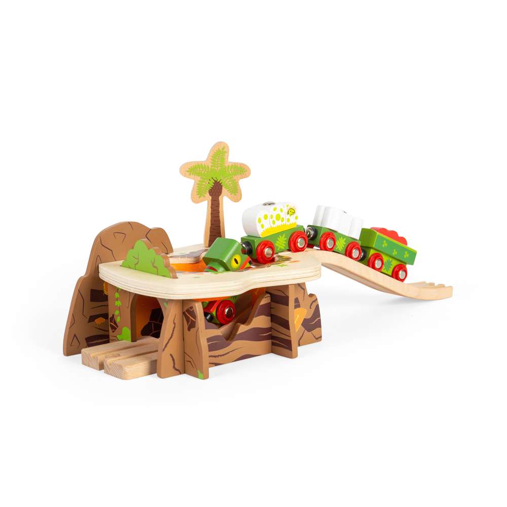 Bigjigs Rail Lava Pit Wooden Train Track Accessory with Tunnel and Felt Lava Pit