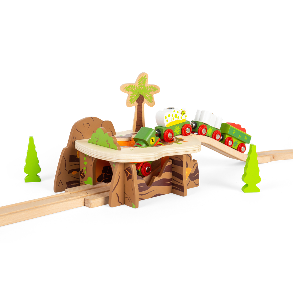 Bigjigs Rail Lava Pit Wooden Train Track Accessory with Tunnel and Felt Lava Pit