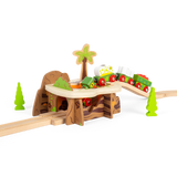 Bigjigs Rail Lava Pit Wooden Train Track Accessory with Tunnel and Felt Lava Pit