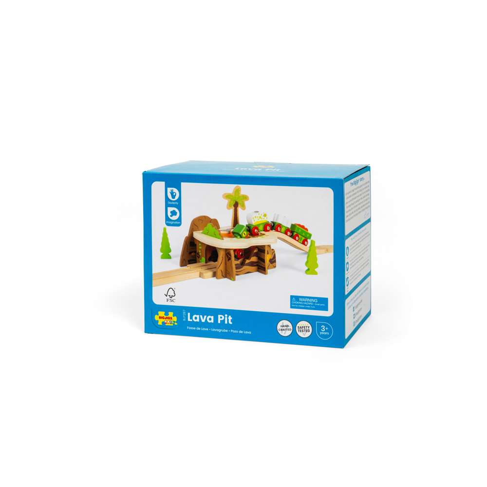 Bigjigs Rail Lava Pit Wooden Train Track Accessory with Tunnel and Felt Lava Pit