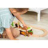 Bigjigs Rail Lava Pit Wooden Train Track Accessory with Tunnel and Felt Lava Pit