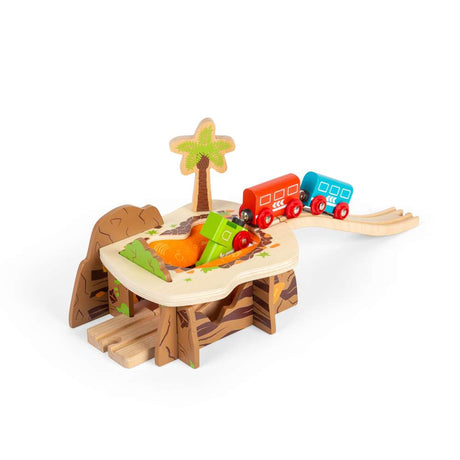 Bigjigs Rail Lava Pit Wooden Train Track Accessory with Tunnel and Felt Lava Pit
