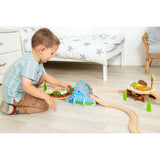 Bigjigs Rail Dino Riser Tunnel 2 in 1 Wooden Railway Accessory for Kids Train Sets
