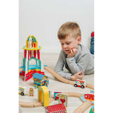 Bigjigs Rail Fun Fair Train Set Wooden Railway 54 Piece Toy for Ages 3 Plus