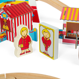 Bigjigs Rail Fun Fair Train Set Wooden Railway 54 Piece Toy for Ages 3 Plus