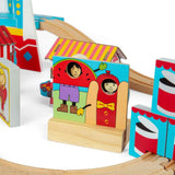 Bigjigs Rail Fun Fair Train Set Wooden Railway 54 Piece Toy for Ages 3 Plus