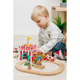 Bigjigs Rail Fun Fair Train Set Wooden Railway 54 Piece Toy for Ages 3 Plus